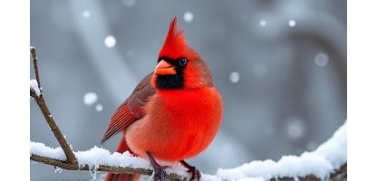 Cardinal bird perched on a snowy branch